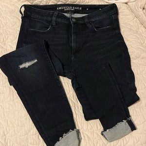 American Eagle Outfitters dark blue skinny jeans.